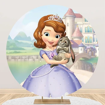 Disney Sofija Prvem Krogu Fotografiranje Družin, Otrok Dekle Rojstni dan Kulise Dekoracijo Za Baby Tuš Stranka Dobave