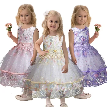 2020 nov modni otroška oblačila Princesa otrok obleko vezene čipke obleko