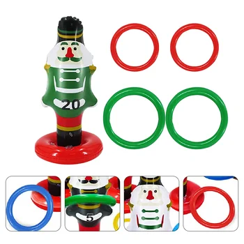 Ring Game Christmasinflatable Nutcracker Otroci Počitnice Drevo Stranka Set Potrošnega Materiala Obroči Vrgel Figur Vojak Igrače Za Igre Na Prostem