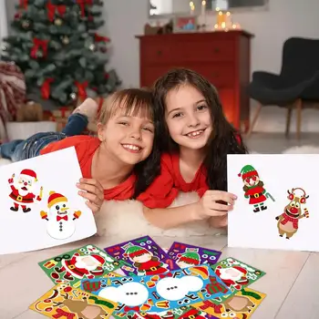 Otroci Christmas Puzzle Z Nalepko Božič Dejavnosti Nalepke S Santa Snjegović Jelenov Elf Toddlers Lepilo Snežaka, Nalepke Za