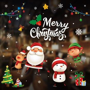 Božič Stenske Nalepke Santa Claus Okno Nalepke Vesel Božič Okraski za Dom Navidad Dekor Božič Ornament Novo Leto 2023