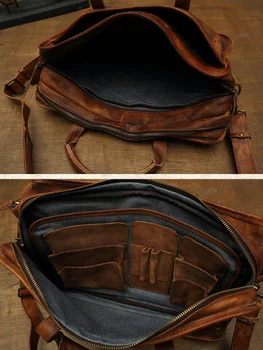 Ročno moške retro aktovko prenosni moške vrečko prva plast cowhide potovalna torba za moške ramenski messenger bag računalnik torba