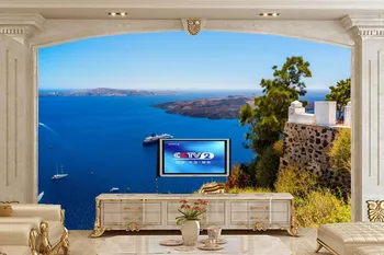 Po meri velike freske,Grčija Morske Obale Kulise Narave ozadja,restavracijo, hotel, dnevna soba, tv, kavč steni spalnice de papel parede
