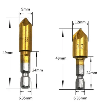 3 kosa 6 kosov HSS chamfering izvrtino luknjo chamfering drill bit heksagonalna kolenom 6 mm-19mm82 stopnjo lesa chamfering orodje