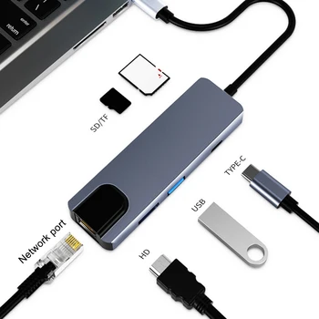 Tip-c HDMI je združljiv Zvezdišče USB 3 0 Video Adapter USB-C Pretvornik Miško za Razširitveno Postajo Aluminij Zlitine Prenosnik Dodatki