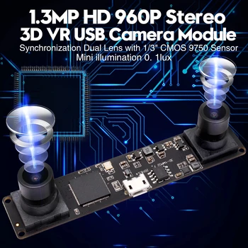 Sinhronizirana 960P HD OV9750 Visoko Stopnjo Okvirja MJPEG 60fps Dvojno Objektiv UVC OTG Webcam Stereo Kamero Usb Modul za 3D VR Projekta