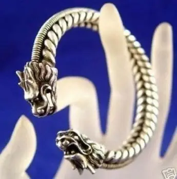 Tibet srebro ročno izrezljano Glavo zmaja zapestnica