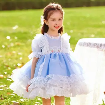 Španski Letnik Lolita Princess Obleke Žogo Kratek Rokav Čipke Design Otroka Rojstni Dan Velikonočni Eid Obleke Za Dekleta A1342