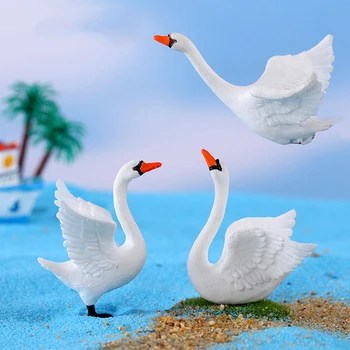 4Pcs/set Mini Swan Živalskih Figur Mikro-krajina Dekoracijo Okras za Bonsaj Avto armaturne plošče