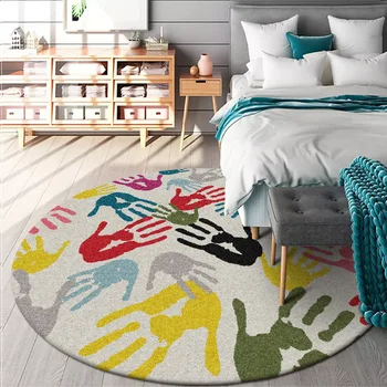 Modna sodobne preproste barve art palm tiskanja krožne dnevna soba, spalnica proti drsenju mat preprogo