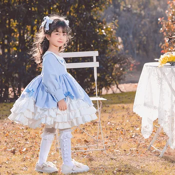 Lepa Dekleta Lolita Princess Oblačenja 2022 Pomlad Jesen Dolg Rokav Večplastna Robom Oblek Za Otroke Po Meri Otroka Ime Darilo Za Rojstni Dan