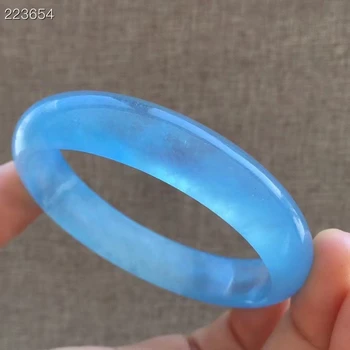 Potrdilo Naravna Modra Akvamarin Krog Zapestnica Bangle Brazilija Kristal Notranje Diamater 59MM Moda Kamen Za Ženske AAAAAA