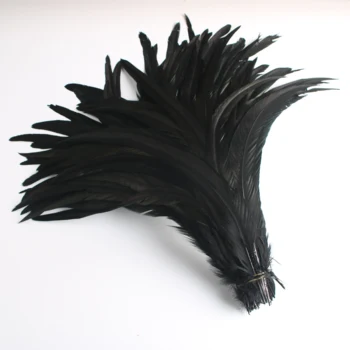 Debelo 50pcs/veliko Visoko Kakovostnih Black Chick Perje 35-40 cm/14-16inch Plovila za Božična Dodatki Pero Obsegov