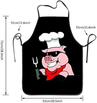 BBQ Prašičev slikovnimi izrezki Nastavljiv hlače z Oprsnikom Predpasnik, Stroj Unisex Kuhanje Kuhinja Predpasniki za Kuhar