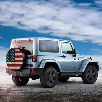 Retro Ameriško Zastavo Rezervne Pnevmatike Pokrovček Nepremočljiva Prah-Dokazilo UV Sonce Kolo Pnevmatike Pokrovček Primerni za Jeep,Prikolica, RV, SUV in Veliko Vehicl