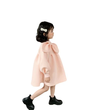 Dekleta korejski Slog, Barva Lok Zraka Bombaža Dolgo sleeved Obleko Malčka Dekle Pade Oblačila 2022 Jesenski Oblačila Otroška Oblačila