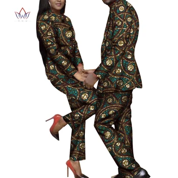 2022 Jeseni Afriške Nekaj poln rokav Obleke 4 Kos Ljubitelje Pari Oblačila Tiskanje Dashiki Bazin Riche Plus Velikost Oblačila WYQ552