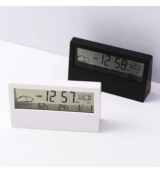 Digitalna Budilka Termometer, Higrometer Meter LED Notranja Elektronska Vlažnost Zaslon Ura Desktop Za Domače namizne Ure