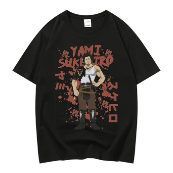 Japonske Anime Črna Detelja T-Shirt za Moške Oblačila Modni Prevelik Majica s kratkimi rokavi Najstniki, Bombaž Tiskanja Tshirts Ulične Tee Shirt Vrhovi