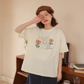 Sladko Tiskani Bombaž Cvetje Kratka Sleeved Poletje Slog Top Moda Bluze 2022 Poceni Vintage Oblačila Za Ženske, Ženska Oblačila