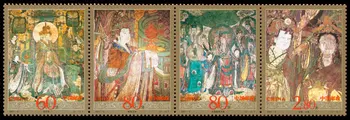 4Pcs/Veliko Novih China Post Žig 2001-6 Yongle Palace Freske Znamk BREZ prilepke