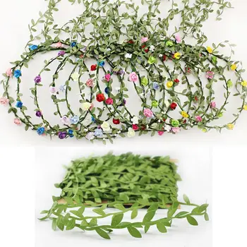40 Metrski Ročno izdelanih Svilenih Poročno Dekoracijo Umetnosti DIY Venec, Zeleno Listje Ponaredek Cvet Umetno
