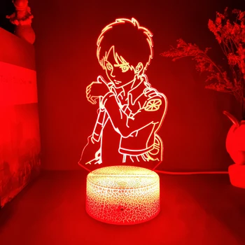 Akril 3D Led Nočna Lučka Er Yeager Slika Spalnica Dekor Nočna USB 5V baterijsko Svetilko Shingeki ne Kyojin Darila