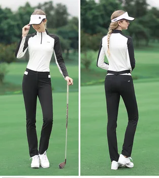 PGM golf dolgimi rokavi ženske jeseni in pozimi novo visoko elastična toplo t-shirt vse-tekmo tanke golf ženske obleko
