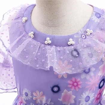 Otroški Kostum Za Dekleta Cvet Princesa Obleko otroška Oblačila Cosplay Žogo Obleke Rojstni Fancy Vijolično Vestido 2-10Years