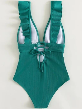 Obleka, Ženske Bikini Kopalke Ruffle Splice Čipke Korzet Backless Kopalke Moda Podkrepljena Z Elegantno Seksi Plaži Bodysuit 2023