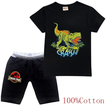Jurassic Park, Otroci Poletje Dinozaver Fantje T-shirt Risanka Puloverji Prosti čas, Moda, Otroci, Dekleta, Fant Sweatshirts + Hlače, Obleke