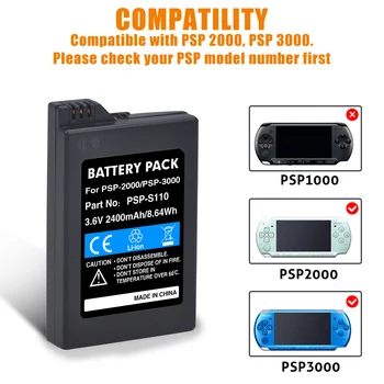 2400mAh Krmilnik Baterija za Sony PSP PSP 2000 3000 PSP2000 PSP3000 PlayStation Portable Polnilne Baterije Gamepad