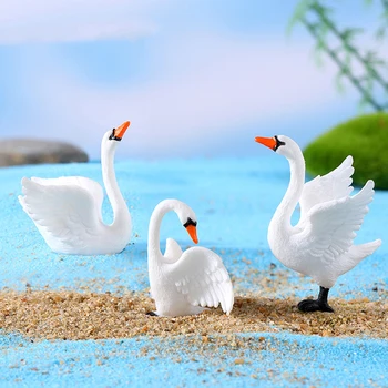 4Pcs/set Mini Swan Živalskih Figur Mikro-krajina Dekoracijo Okras za Bonsaj Avto armaturne plošče