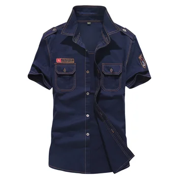 Nova Vojaška Moške Priložnostne Majice Kratek Rokav Poletje 2021 Moda Bombaž Fit Slim Priložnostne Srajco Za Moške Denim Srajco 6XL
