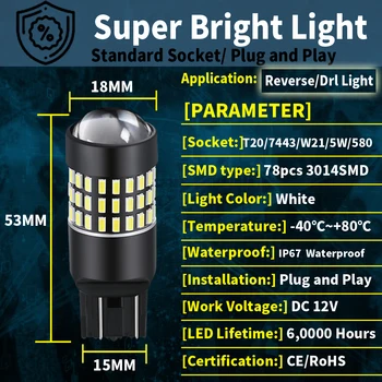 2pcs LED Dnevnih Luči Žarnica Svetilka DRL W21/5W 7443 T20 Canbus Brez Napake Za Peugeot 2008 2 2019-2021 208 2012-2021 301