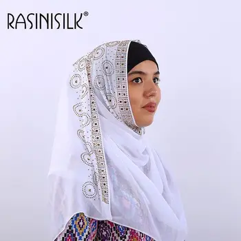 Navaden Musliman Hijabs Premium Mehurček Šifon Ženske Rute, Šali Headscarf Lepe Nosorogovo Cvetlični Islamske Voile 27.5*67inch