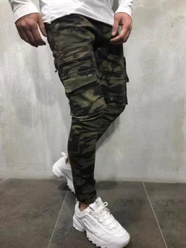 Prikrivanje slog Moške jeans Hip Hop Sweatpants Jogger Hlače Modne Hlače Multi-Žep Priložnostne Joggers Ulične Moških jean