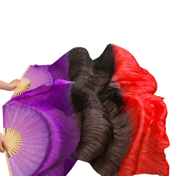 Svila Visoko Kakovostna Kitajska Svila Veils Ples Navijači 1 Par Levi+Desni Ples Trebuh Navijači Vroče Prodajo Purple+ Črna + Rdeča