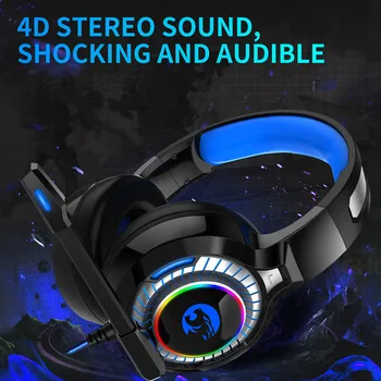 PS4 Gaming Slušalke PC Stereo Bas Gaming Slušalke Igra Slušalke Mikrofonom, LED Osvetlitev Slušalke