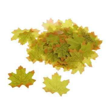 3x 100x Umetni Maple Leaf Jeseni Jeseni Listi, Poročni Vrt Dekor Zelena