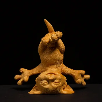 XS193-8 CM Ročno Izrezljane Šimšir Carving Figurice Živali Kip Doma Dekor -Poredni Mačka Kiparstvo