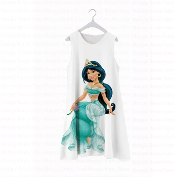 Disney Princesa Jasmina Tiskanja Obleko Otroci Srčkan Obleko Priložnostne Fantasy Kostum Otroci Svoboden Poletje Obleko Brez Rokavov