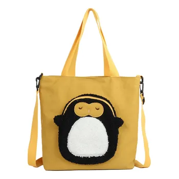 PURFAY Platno Zmogljivosti Ženske Torba Risanka Pingvin Bombaž Shopper Tote Vrečko za Večkratno uporabo, ki Potujejo vrečko Krpo Messenger Bag