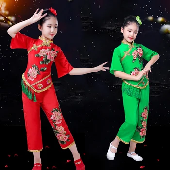 Otroške kostume dekleta praznično nacionalni ples yangko plesna predstava oblačila Novega Leta Dan otroške plesne obleke