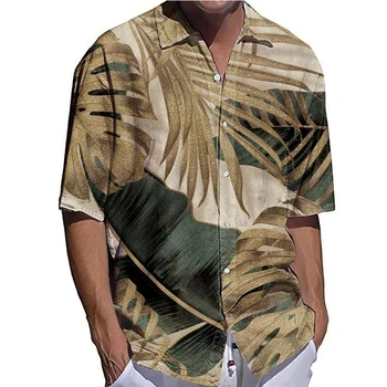 Luksuzni Moške Srajce Prevelik Priložnostne Srajco Plaži Tiskanja Pol Rokav Vrhovi moška Oblačila Hawaiian Vacation Jopico Bluze High-End