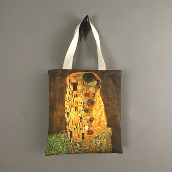 Klimt, ki jih slike poljub pod platno vrečko design sklenjena, torbice velike zmogljivosti drevo življenja