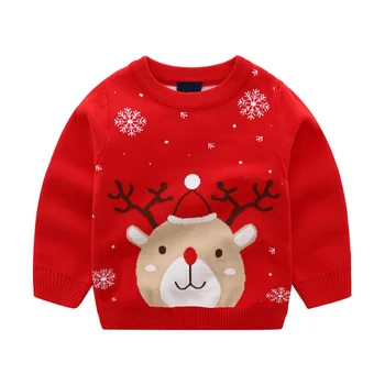 Otroke božič pulover za fant dekle otroci pozimi pleteni puloverji otroška oblačila Elk Tiskanja Novo Leto otroška oblačila