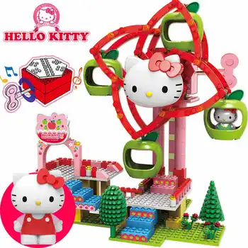 Hasbro HlloKitty Ferris Wheel Merry-go-round gradniki Sestavljenih zidarske Opeke Otroci imajo Hišo Dekle Igrače Hllokitty