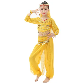 Dekleta Belly Dance Kostumi Otrok, Orientalski Ples, Oblačila 2PCS/Set Otroci Trebuh Ples, Indian Bollywood Uspešnosti Dancewear