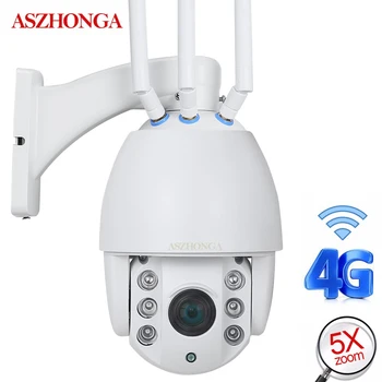 Brezžični 1080P 3G 4G Kartice SIM IP Kamera Zunanja HD CCTV PTZ 5X Zoom CamHi APP Nadzor Cam IR Nočno opazovanje